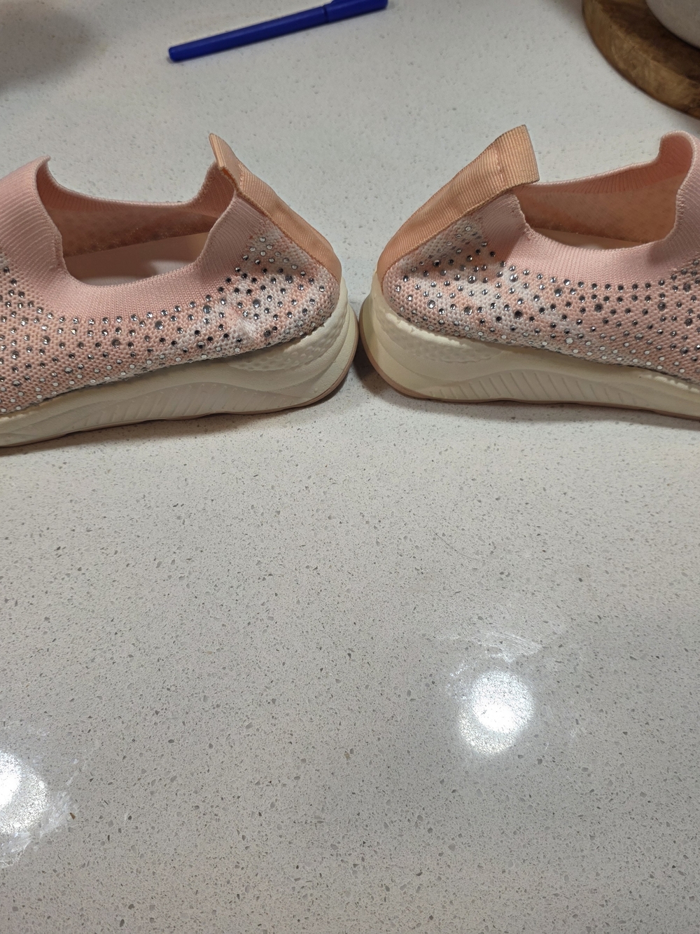 Women's Slip-On Knit Sneakers with Crystal Accents - Pink - Picture 4 of 5
